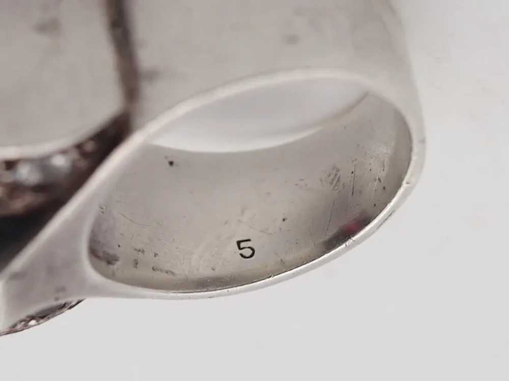 French Art Deco 1930 Cocktail Ring In Sterling Si… - image 4