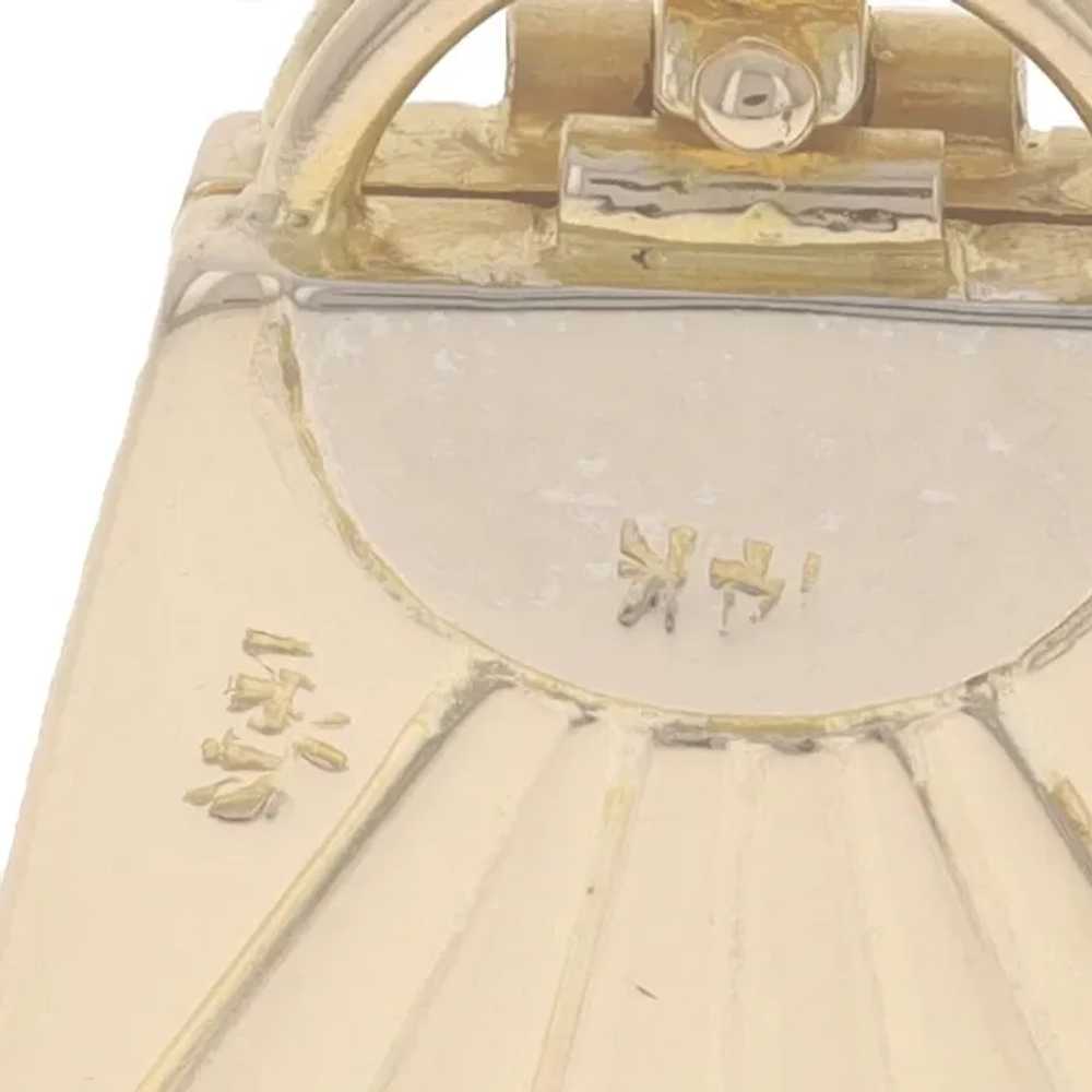 Yellow Gold Purse Locket Pendant - 14k Handbag Op… - image 4