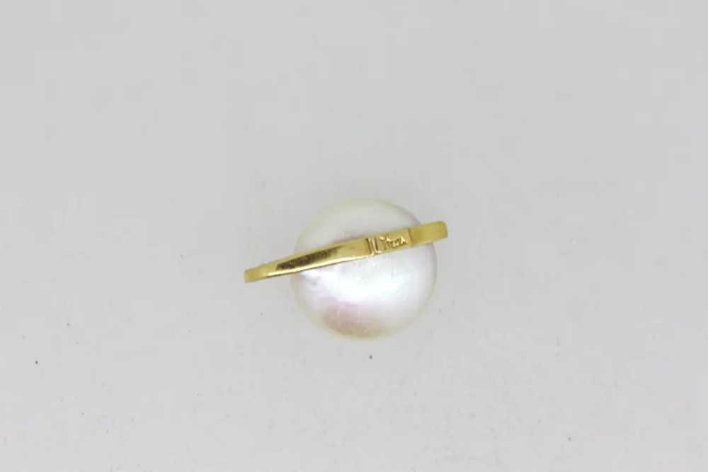 18k Yellow Gold Diamond Pearl Pendant - image 2