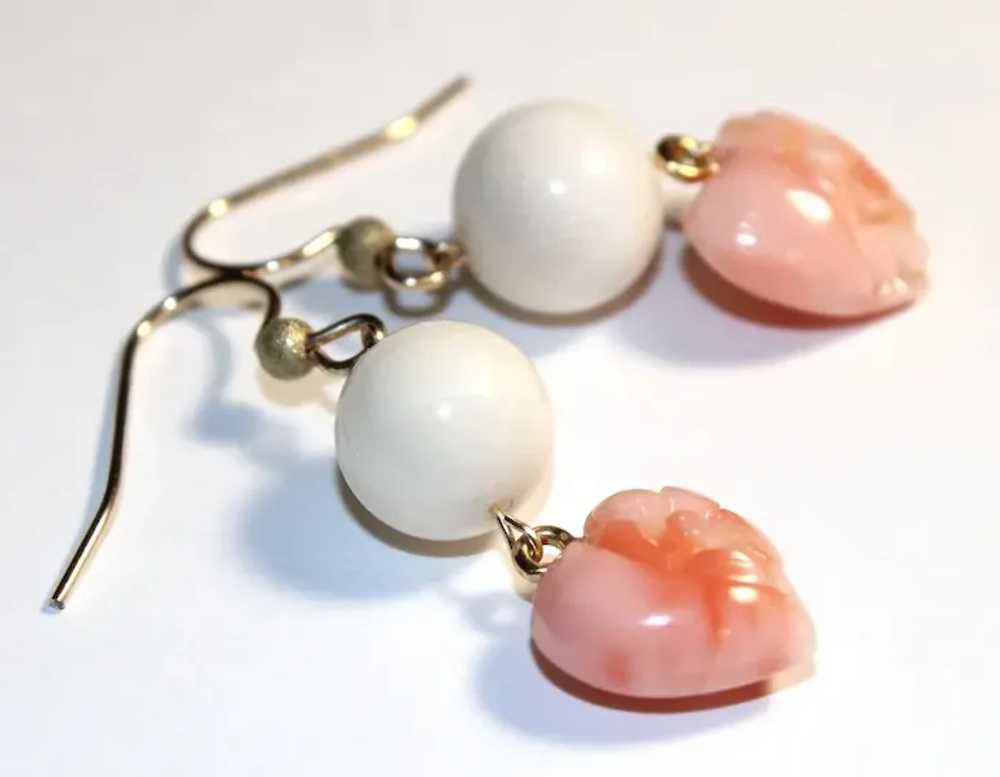 Puffy Heart Precious Pink Angel Skin Coral Earrin… - image 3