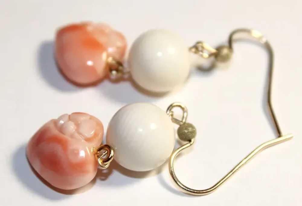 Puffy Heart Precious Pink Angel Skin Coral Earrin… - image 4