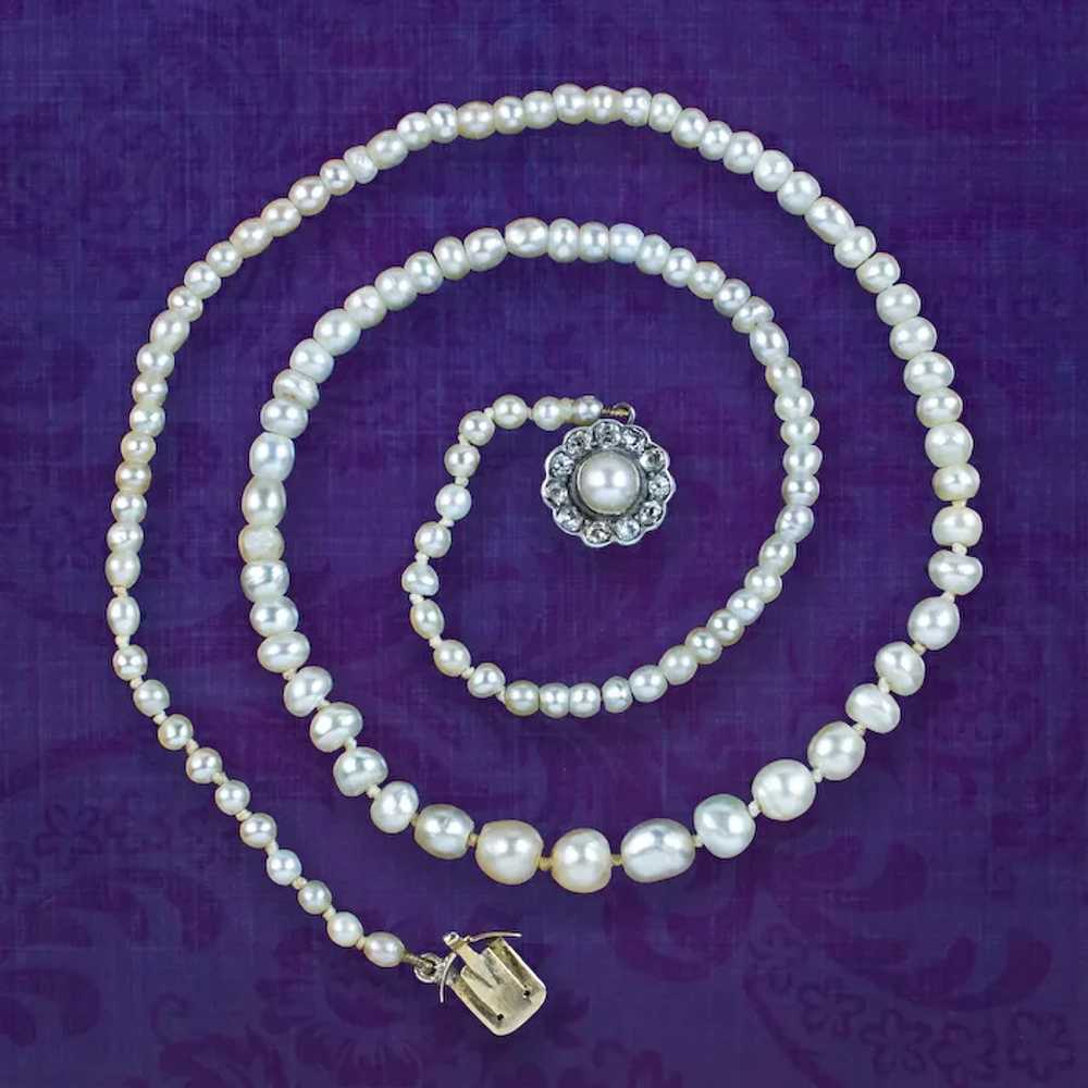 Antique Victorian Natural Baroque Pearl Necklace … - image 3