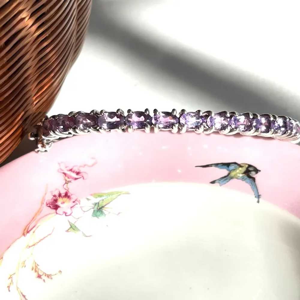 Amethyst Bangle Bracelet Prong Set Faceted Oval S… - image 7