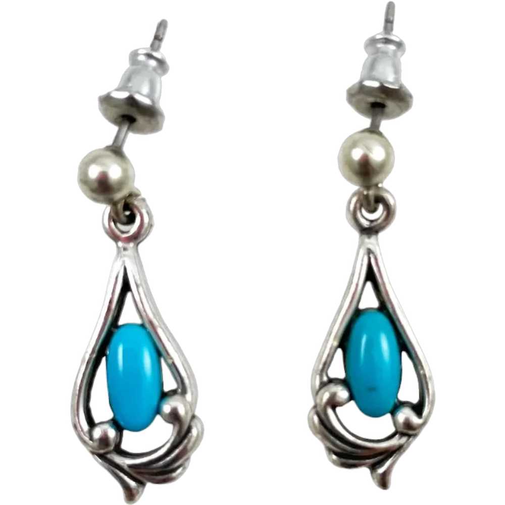 Sterling Silver Turquoise Earrings By William Whe… - image 1