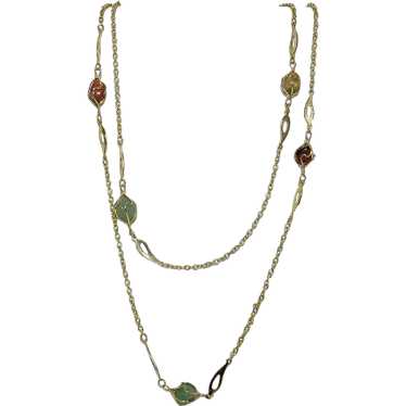 Goldtone chain eternity necklace with semiprecious