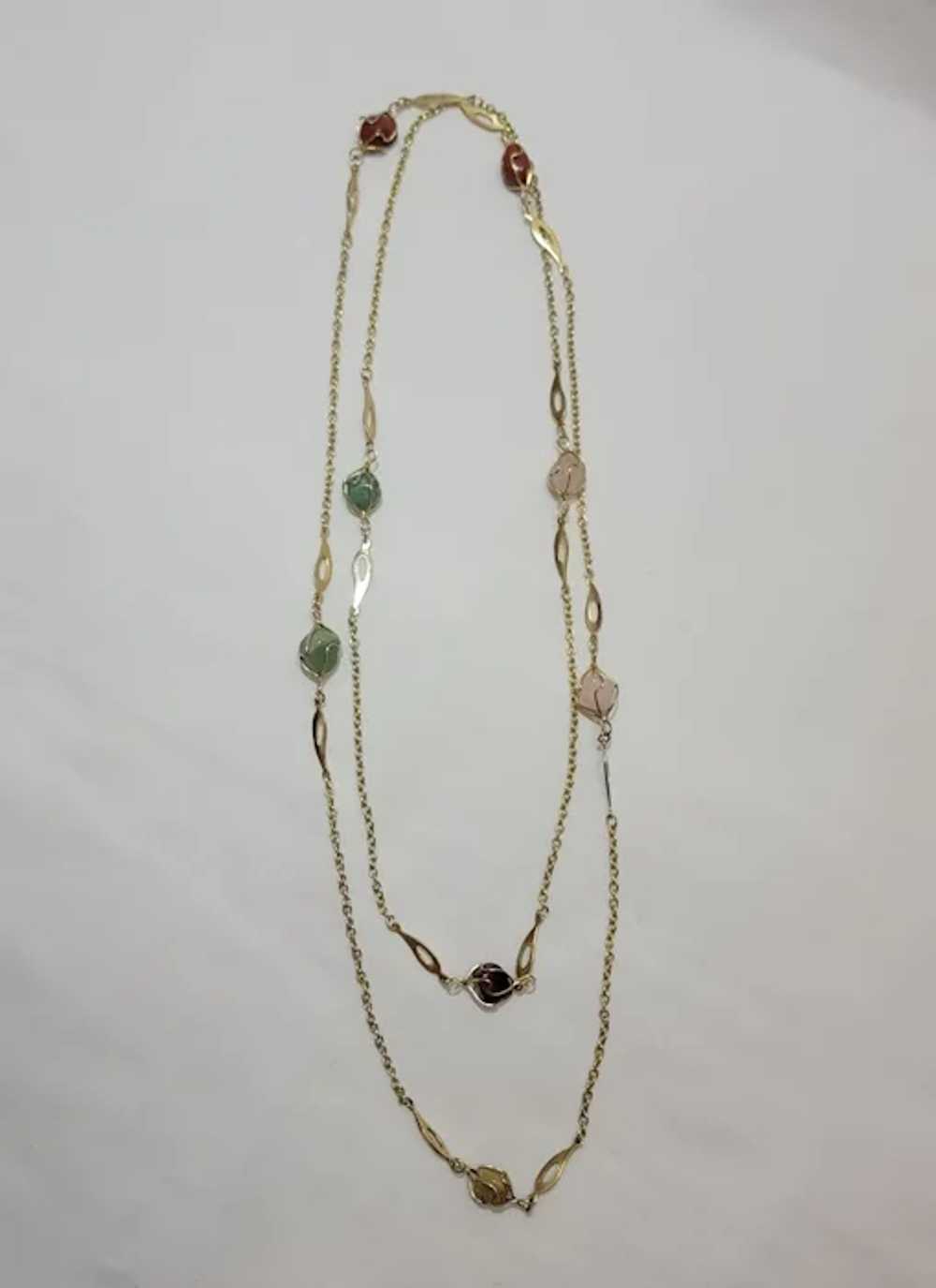 Goldtone chain eternity necklace with semipreciou… - image 3