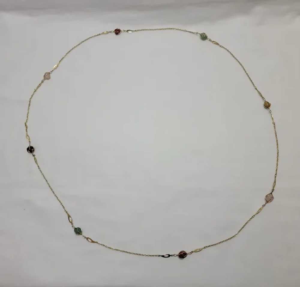 Goldtone chain eternity necklace with semipreciou… - image 4