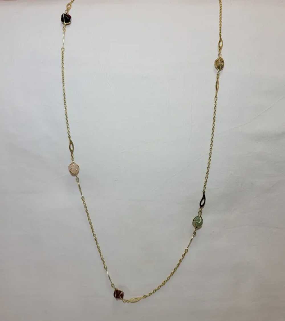 Goldtone chain eternity necklace with semipreciou… - image 5