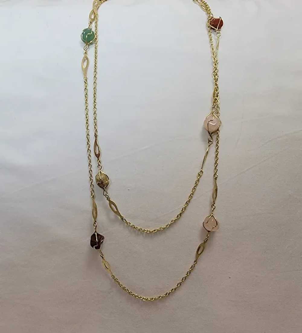 Goldtone chain eternity necklace with semipreciou… - image 6