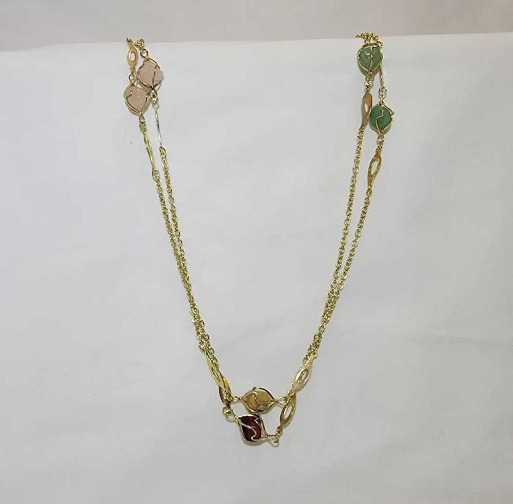 Goldtone chain eternity necklace with semipreciou… - image 8