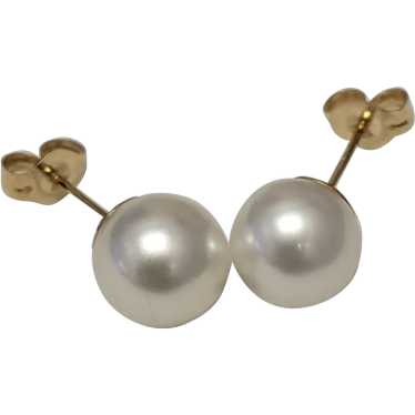 14K YG Cultured Saltwater Pearl Earrings 7mm