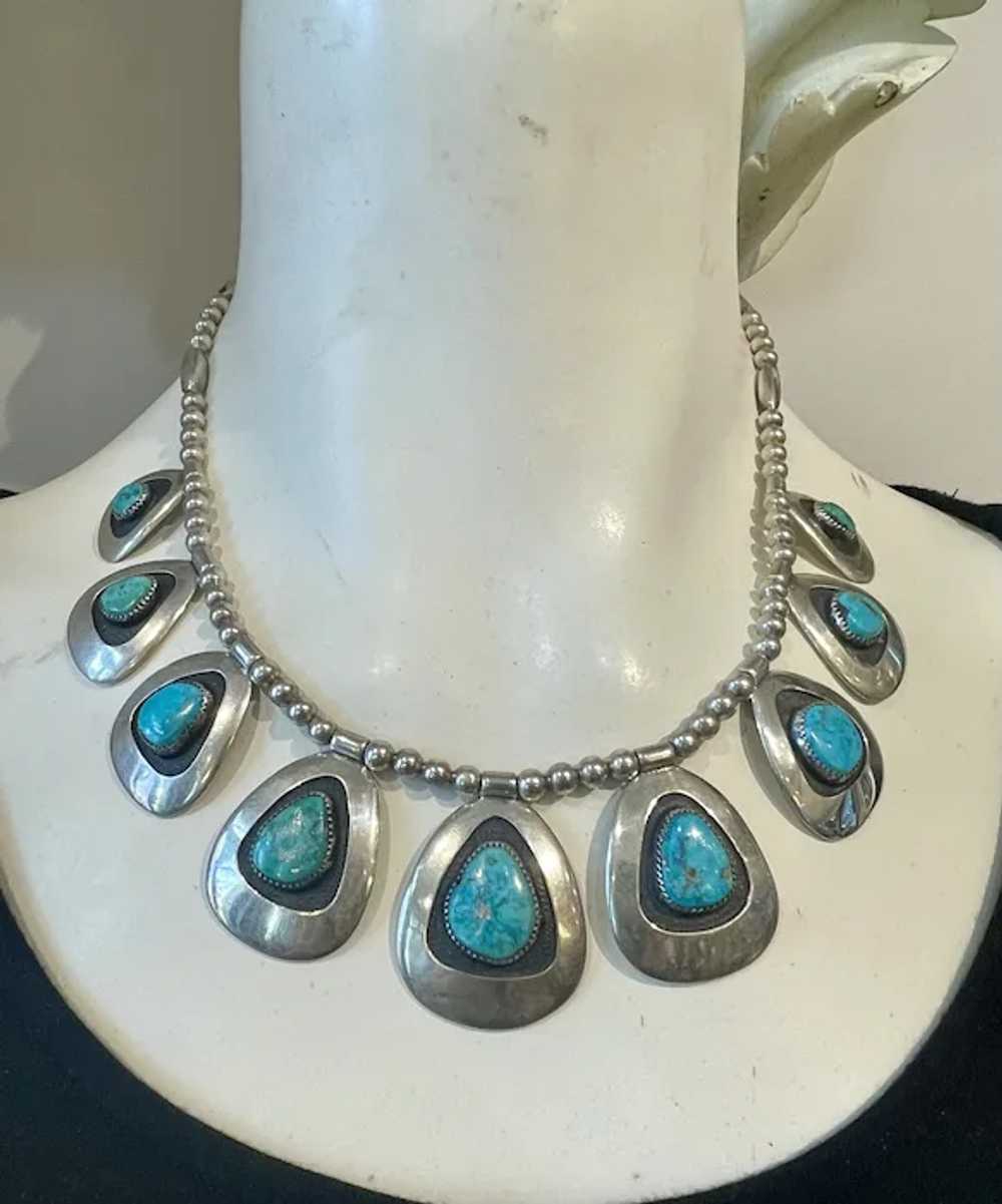Stunning Frank Patania Sr Sterling Turquoise Neck… - image 2