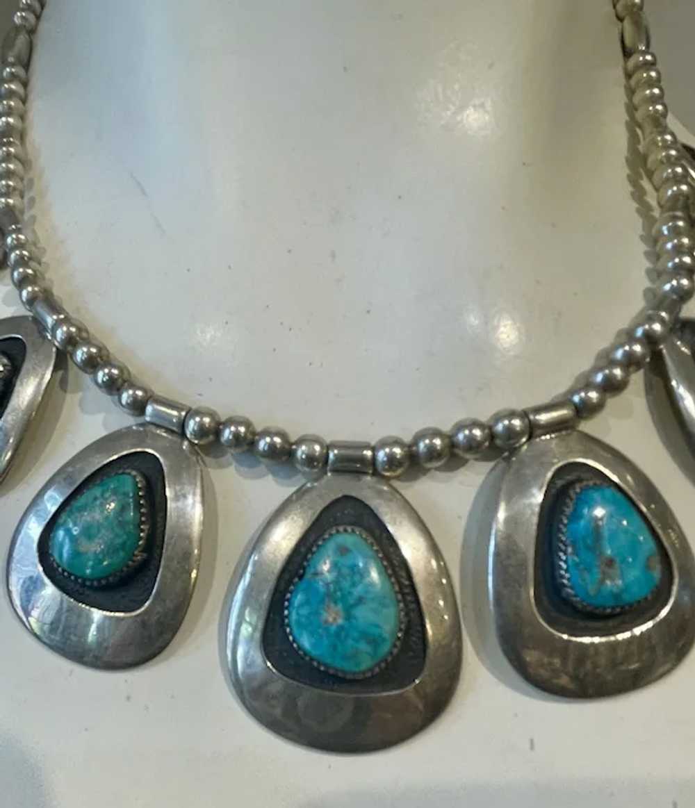 Stunning Frank Patania Sr Sterling Turquoise Neck… - image 3