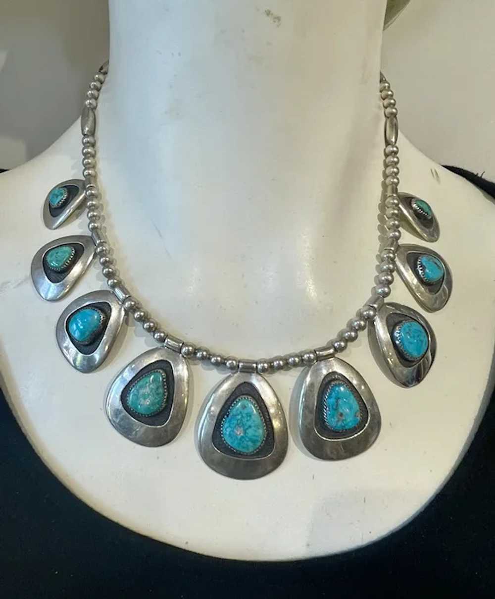 Stunning Frank Patania Sr Sterling Turquoise Neck… - image 7