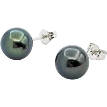Tahitian pearls & Diamond Stud Earrings In White … - image 1