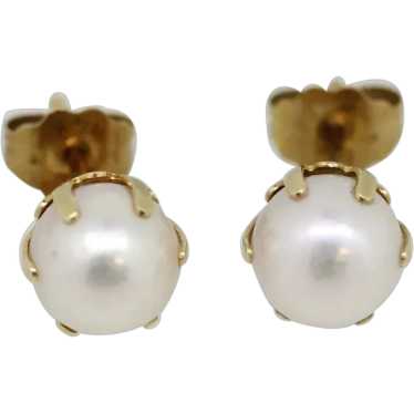 14k Yellow Gold 6mm Pearl Stud Earrings