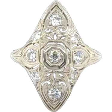 Art Deco Old European Cut Diamond 18 Karat White G