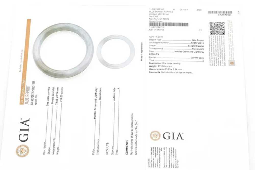 GIA 219Ct Translucent Green Light Gray Grade A Ja… - image 6