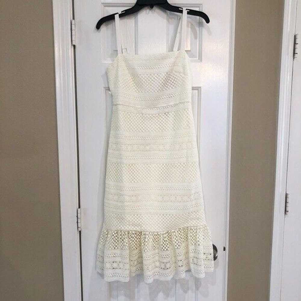 J. Crew Geometric Lace Midi Dress Ivory Size 0 - image 1