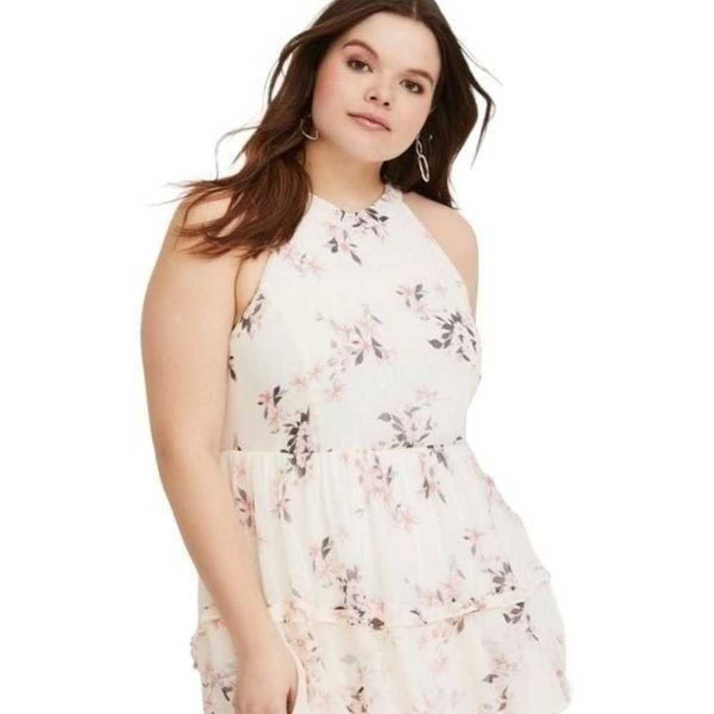Torrid White Floral Tiered Chiffon Ruffled High L… - image 3