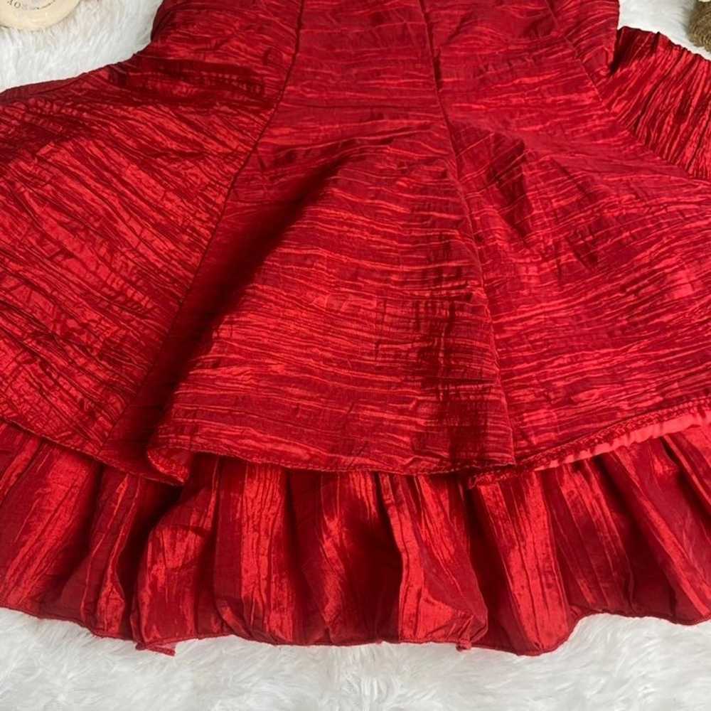 Vintage 80s Jessica mcclintok red crepe strapless… - image 3