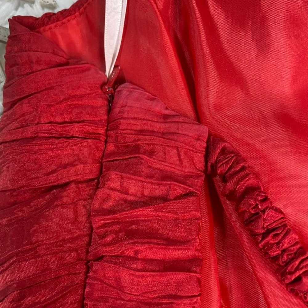 Vintage 80s Jessica mcclintok red crepe strapless… - image 7
