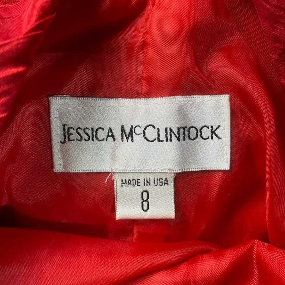 Vintage 80s Jessica mcclintok red crepe strapless… - image 9