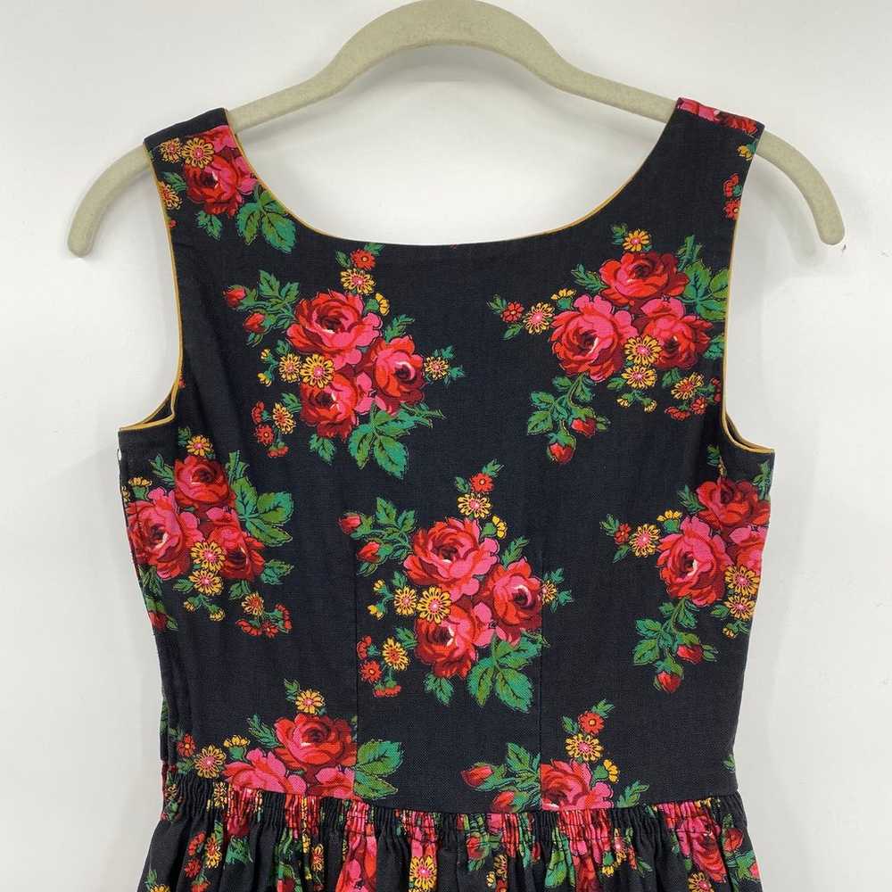 Vintage 60s Dress Fit & Flare Ditsy Floral Rose P… - image 2