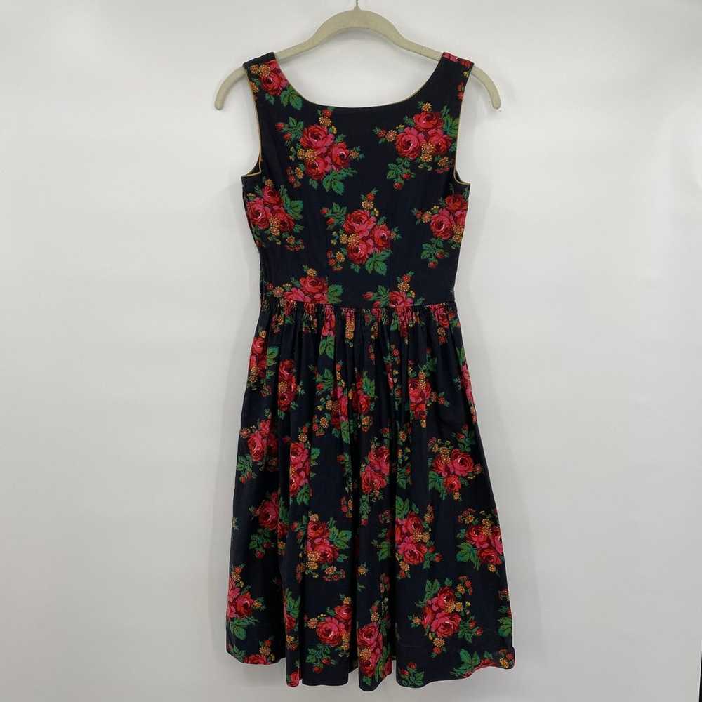 Vintage 60s Dress Fit & Flare Ditsy Floral Rose P… - image 3