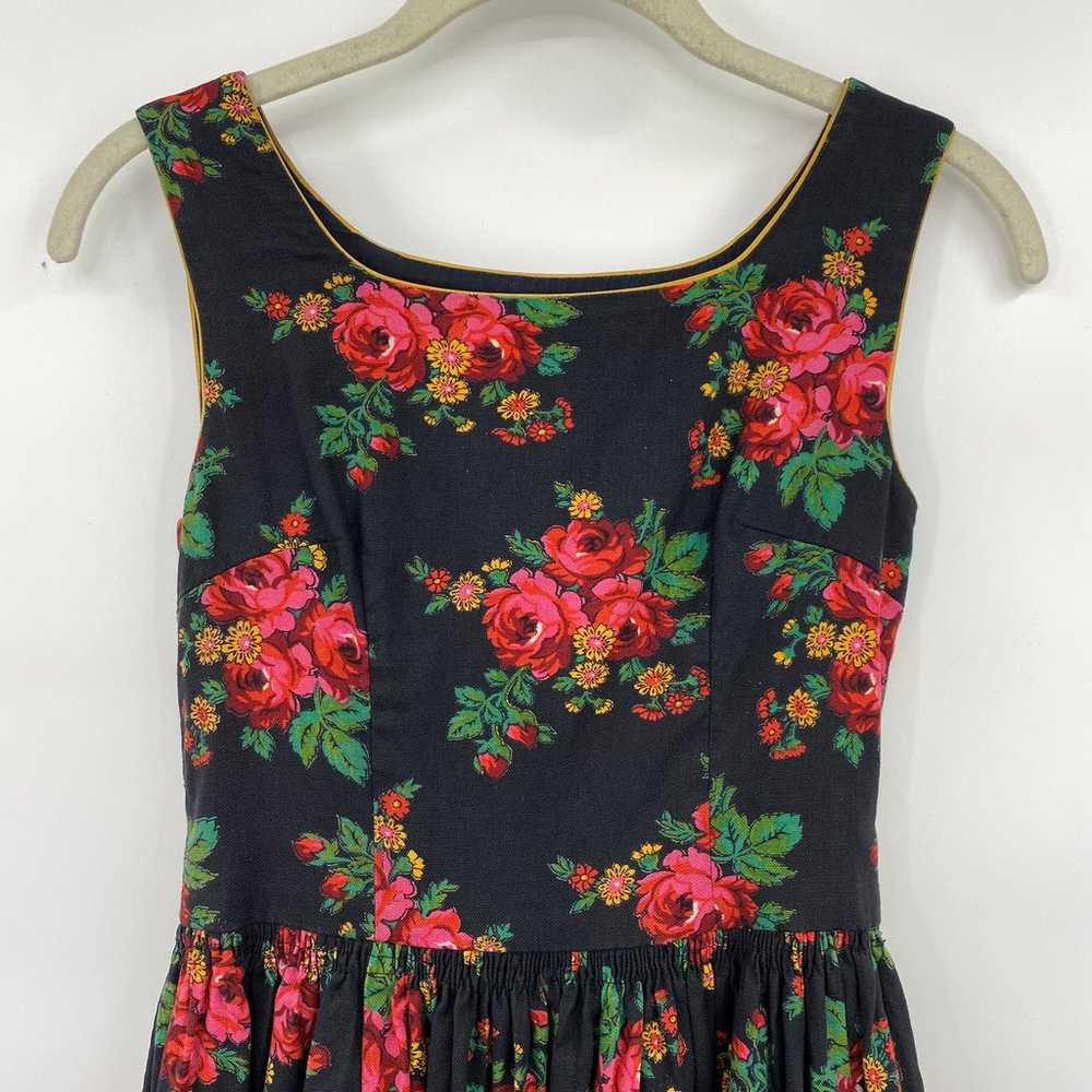 Vintage 60s Dress Fit & Flare Ditsy Floral Rose P… - image 4