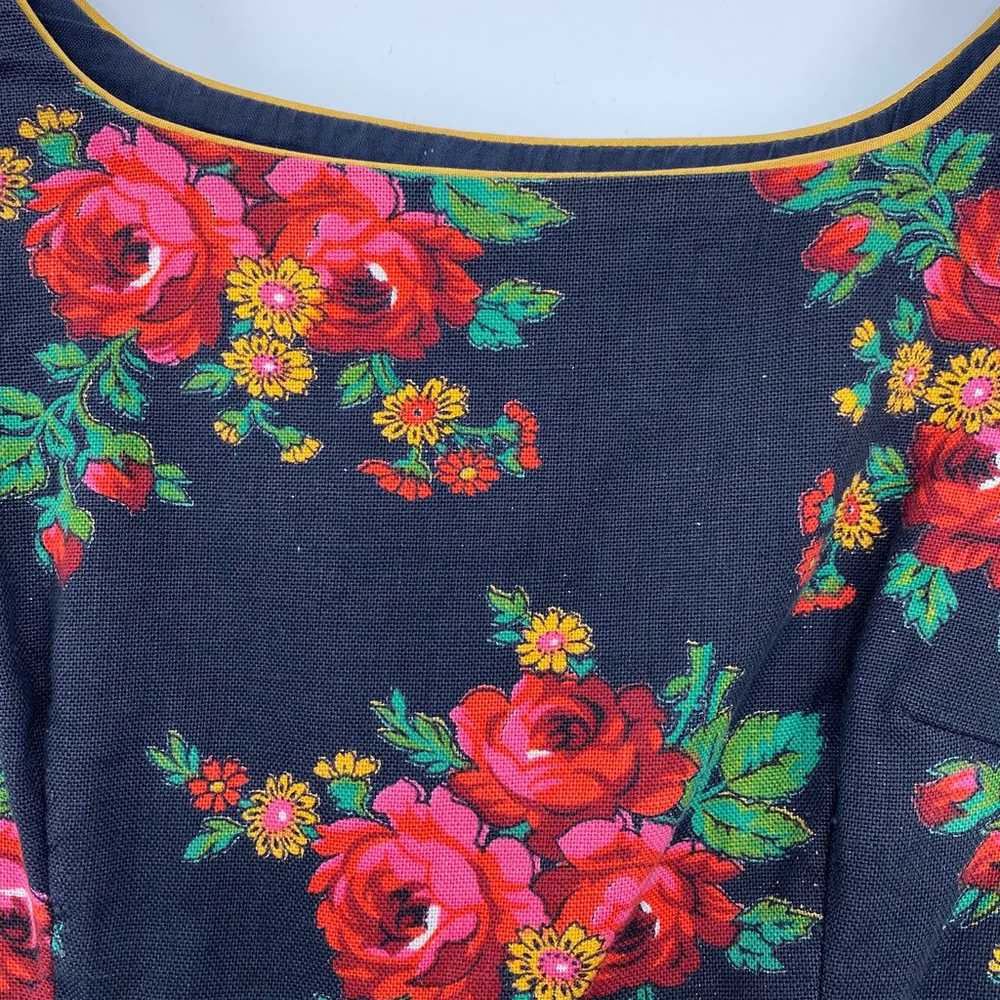 Vintage 60s Dress Fit & Flare Ditsy Floral Rose P… - image 8