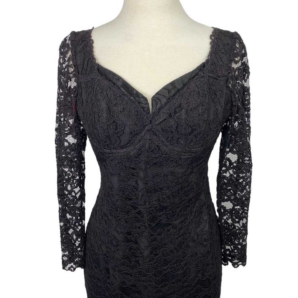 Vintage 80s 90s Fitted Lace Mini Dress Long Sleev… - image 2