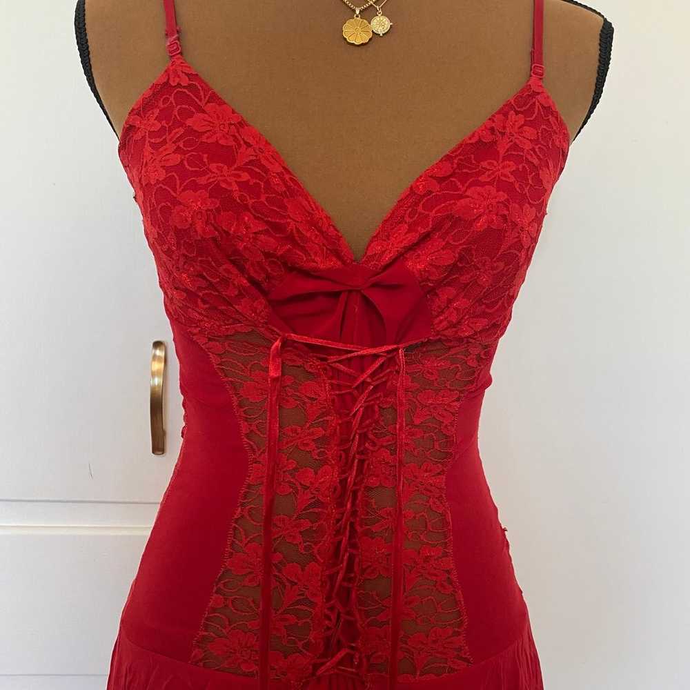 y2k asymmetrical fairycore dress - lace coquette … - image 4