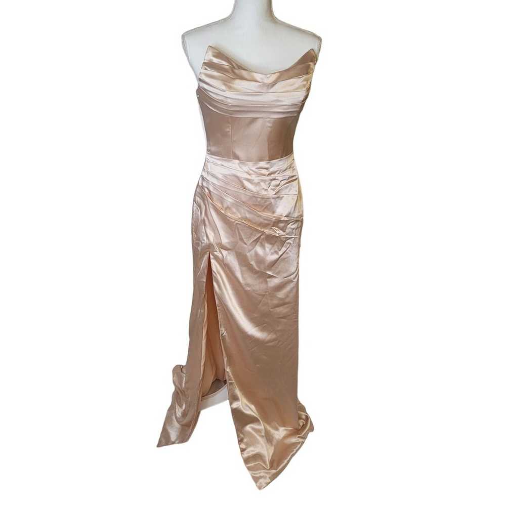 Strapless Silky Satin Formal Prom Dress Evening G… - image 3
