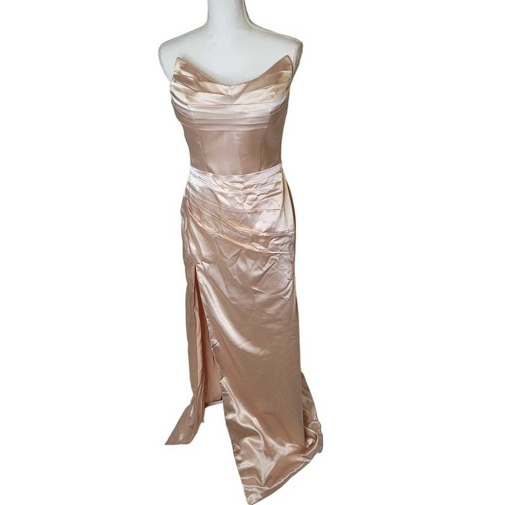 Strapless Silky Satin Formal Prom Dress Evening G… - image 5
