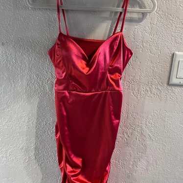 Satin red short dress