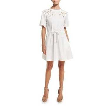 See by Chloe Drawstring T-Shirt Dress White Embro… - image 1