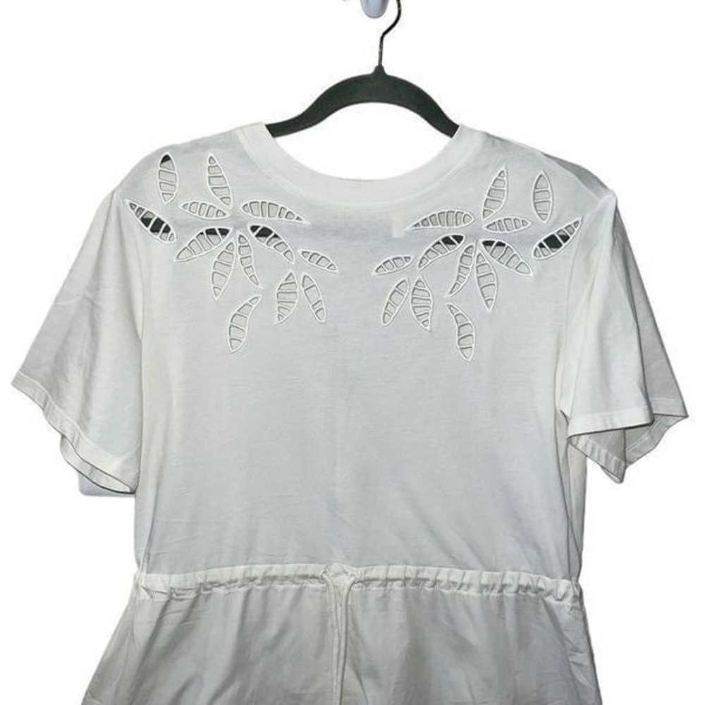 See by Chloe Drawstring T-Shirt Dress White Embro… - image 3