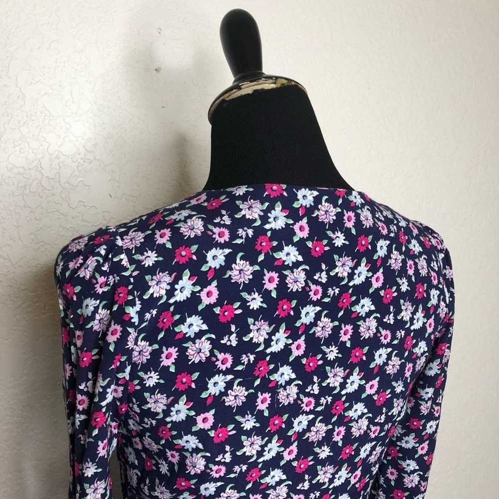 Claudie Pierlot navy blue pink floral v neck dres… - image 10
