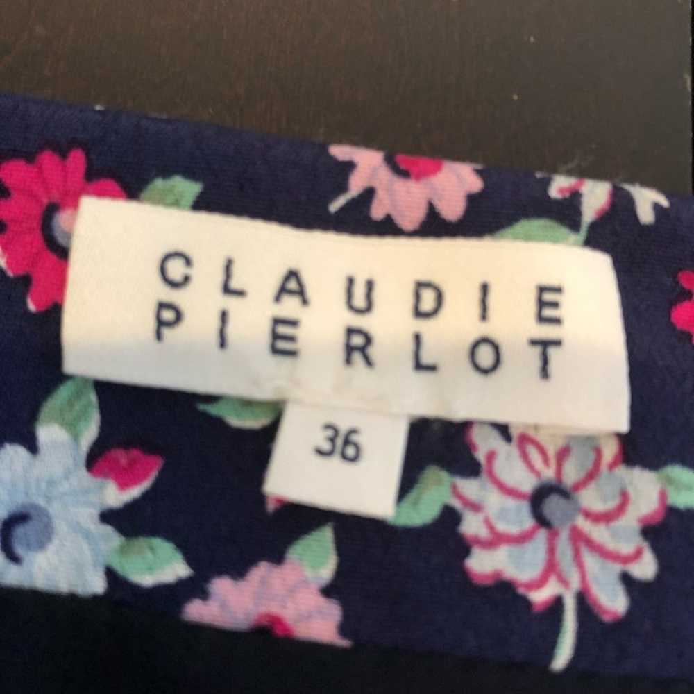 Claudie Pierlot navy blue pink floral v neck dres… - image 6