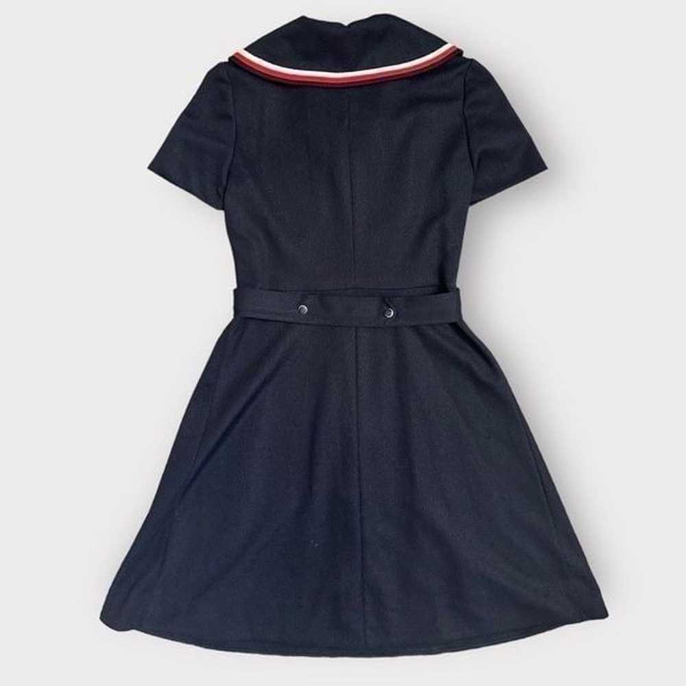 60s/70s Vintage Short Sleeves Navy Sailor Dress w… - image 6