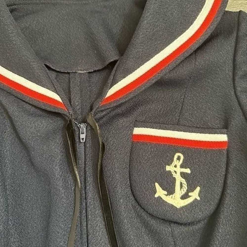 60s/70s Vintage Short Sleeves Navy Sailor Dress w… - image 8