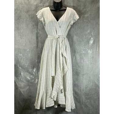 CALVIN KLEIN Women's White Pinstripe Textured Ruf… - image 1