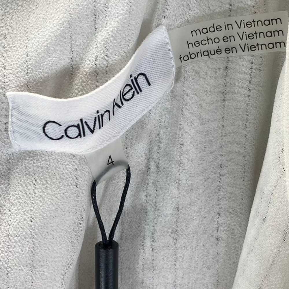 CALVIN KLEIN Women's White Pinstripe Textured Ruf… - image 9