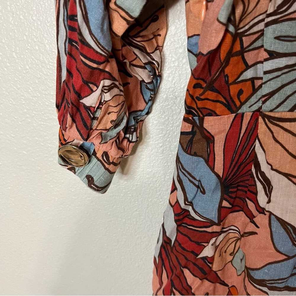 Nicholas Asilah floral linen long sleeve cutout t… - image 7
