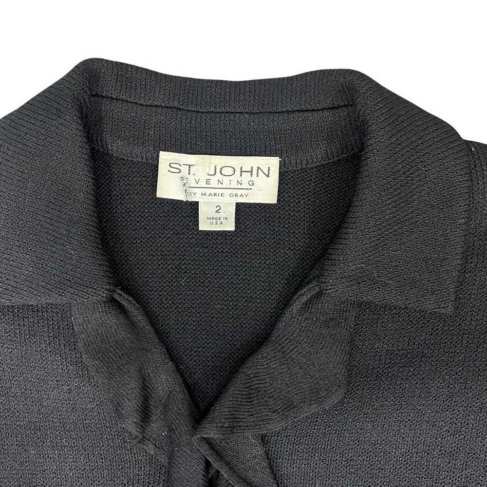 Vintage St. John Evening 80s Black Long Sleeve Ru… - image 7