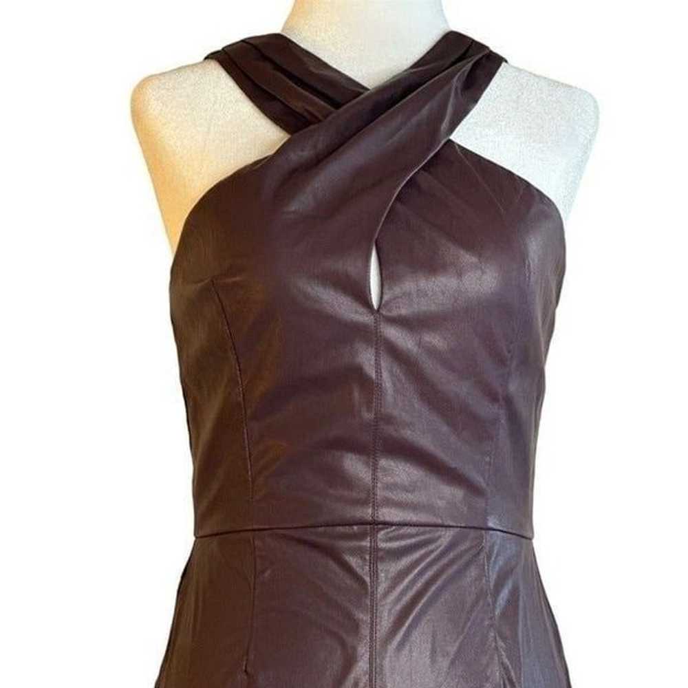 Saylor Rach Midi Faux Leather Dress in Brown Smal… - image 7