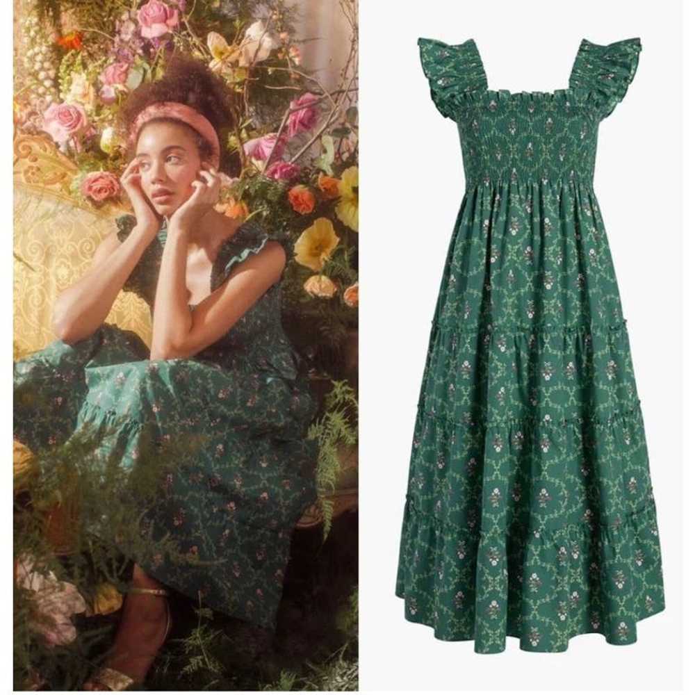 HILL HOUSE HOME Ellie Nap Dress Emerald Trellis F… - image 5