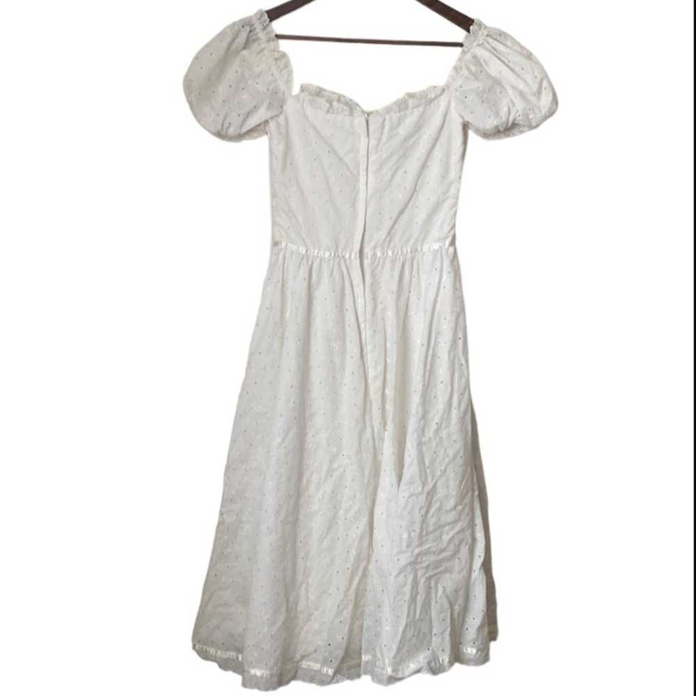 Gunne Sax White Puff Sleeve Bustier Dress Sz 7 - image 7