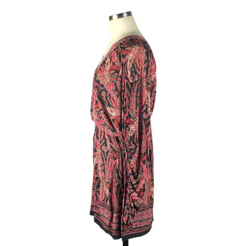 ISABEL MARANT Red Pink Paisley Mini Dress Ruched … - image 2